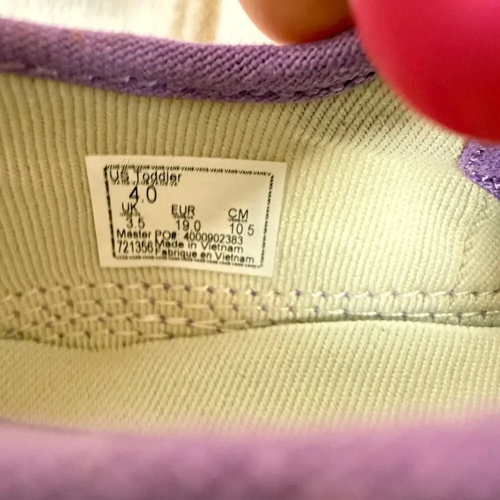Vans Kids Purple Glitter Leena T Strap‎ Velcro Sneakers 4C